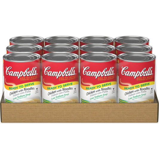 Campbell's Soup Ready To Serve Low Sodium Chicken Noodle 50 Ounce Size - 12 Per Case.