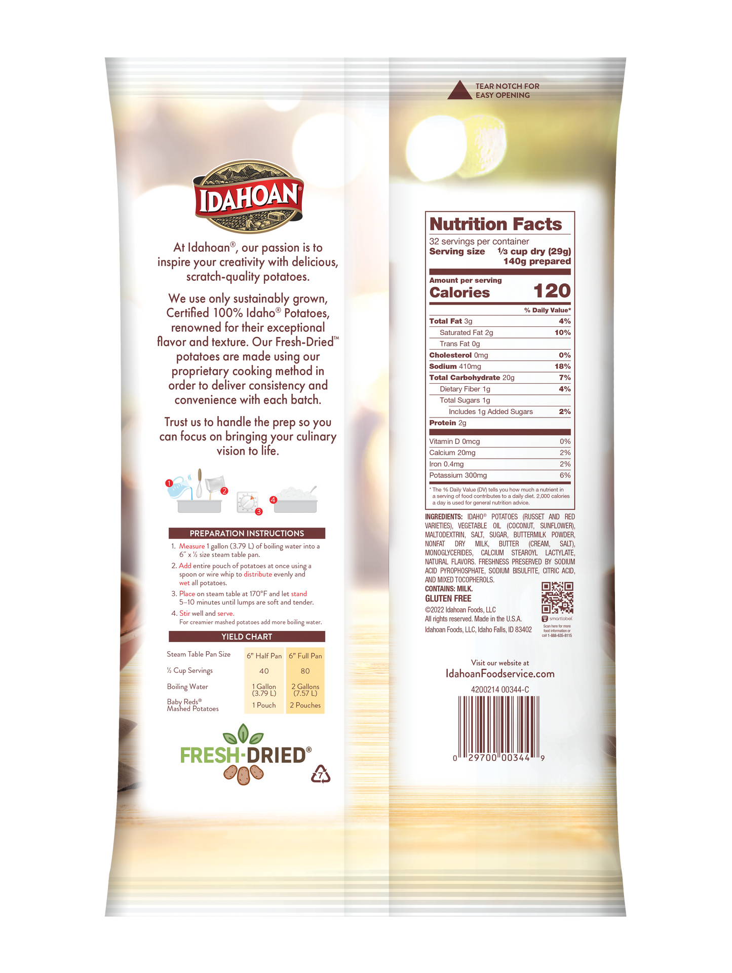 Idahoan® Rustic Baby Reds® Mashed Potatoes Hs 32.85 Ounce Size - 8 Per Case.