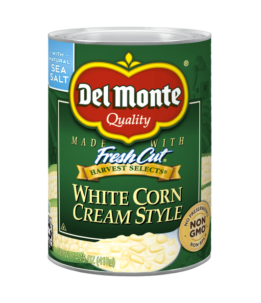 Del Monte Harvest Selects Cream Style White Corn 14.75 Ounce Size - 12 Per Case.