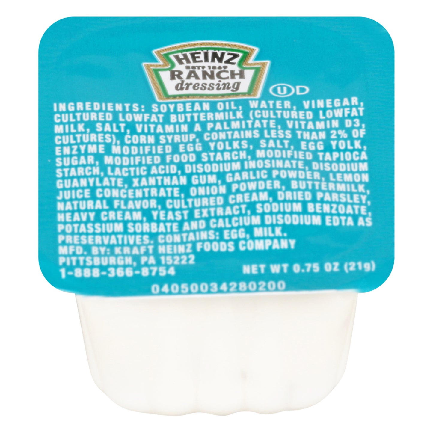 HEINZ Single Serve Ranch Dressing 0.75 Ounce Cup 100 Per Case