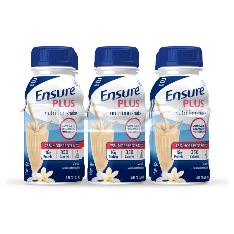 Ensure Plus Vanilla Bottles 8 Fluid Ounce - 24 Per Case.