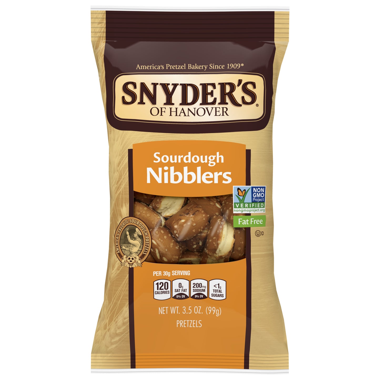 Snyder's Of Hanover Pretzels Sourdough Pretzels Nibblers 3.5 Ounce Size - 8 Per Case.