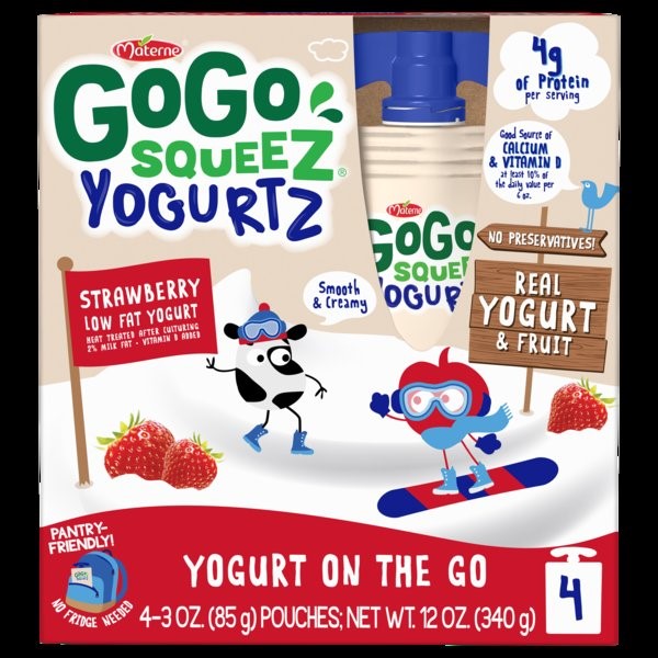 Gogo Squeez Yogurtz Strawberry 12 Ounce Size - 12 Per Case.