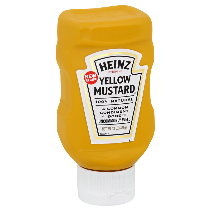 Heinz 100% Natural Yellow Mustard Forever Full Inverted No Seal to Peel 16Case 13 Bottles