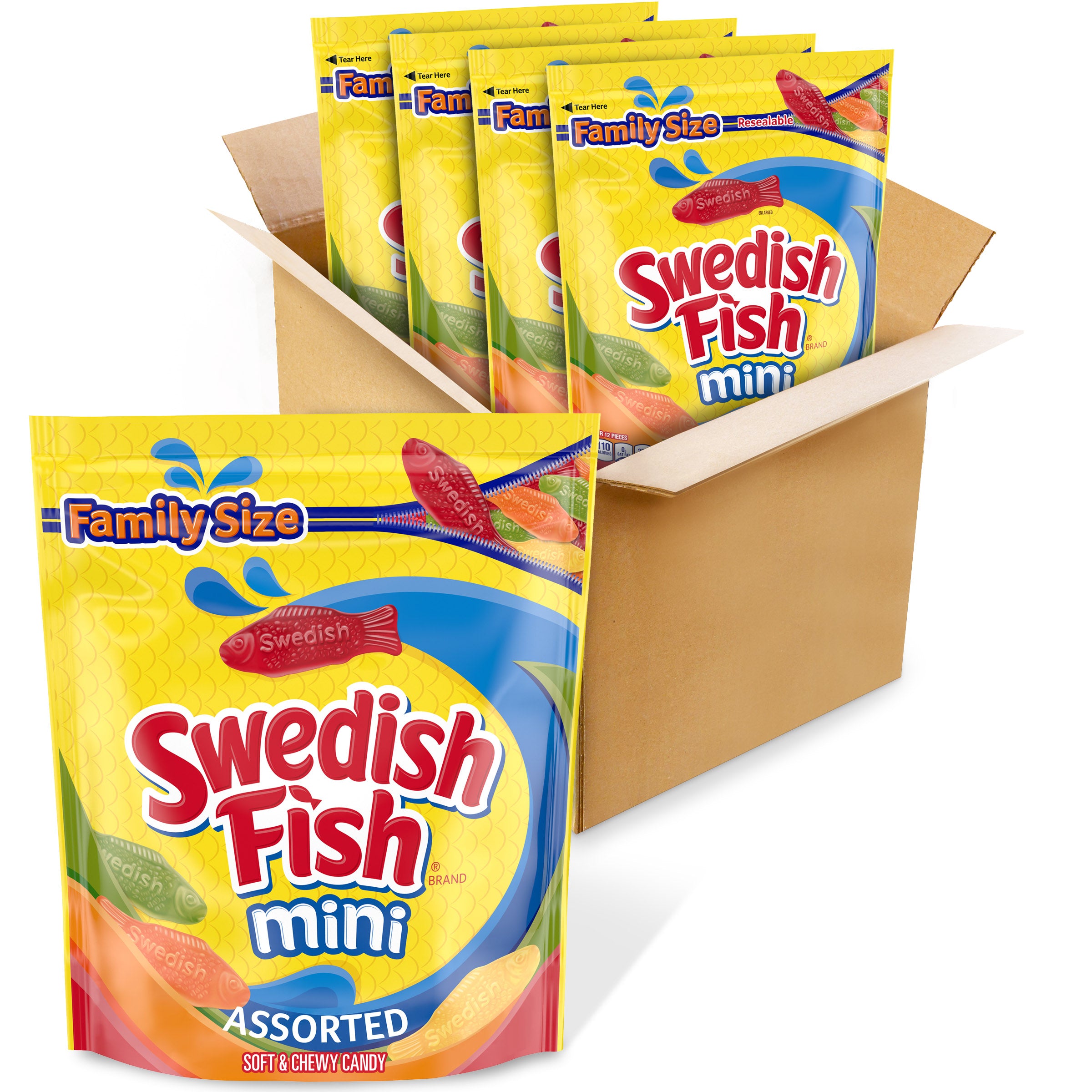 Swedish Fish Soft Candy Assorted Pound 1.8 Pound Each - 4 Per Case.