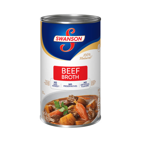 Swanson Beef Broth 49.5 Ounce Size - 12 Per Case.