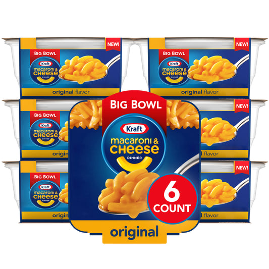 Kraft Easy Mac Macaroni & Cheese Bowl Original, 3.5 Ounce Size - 6 Per Case.