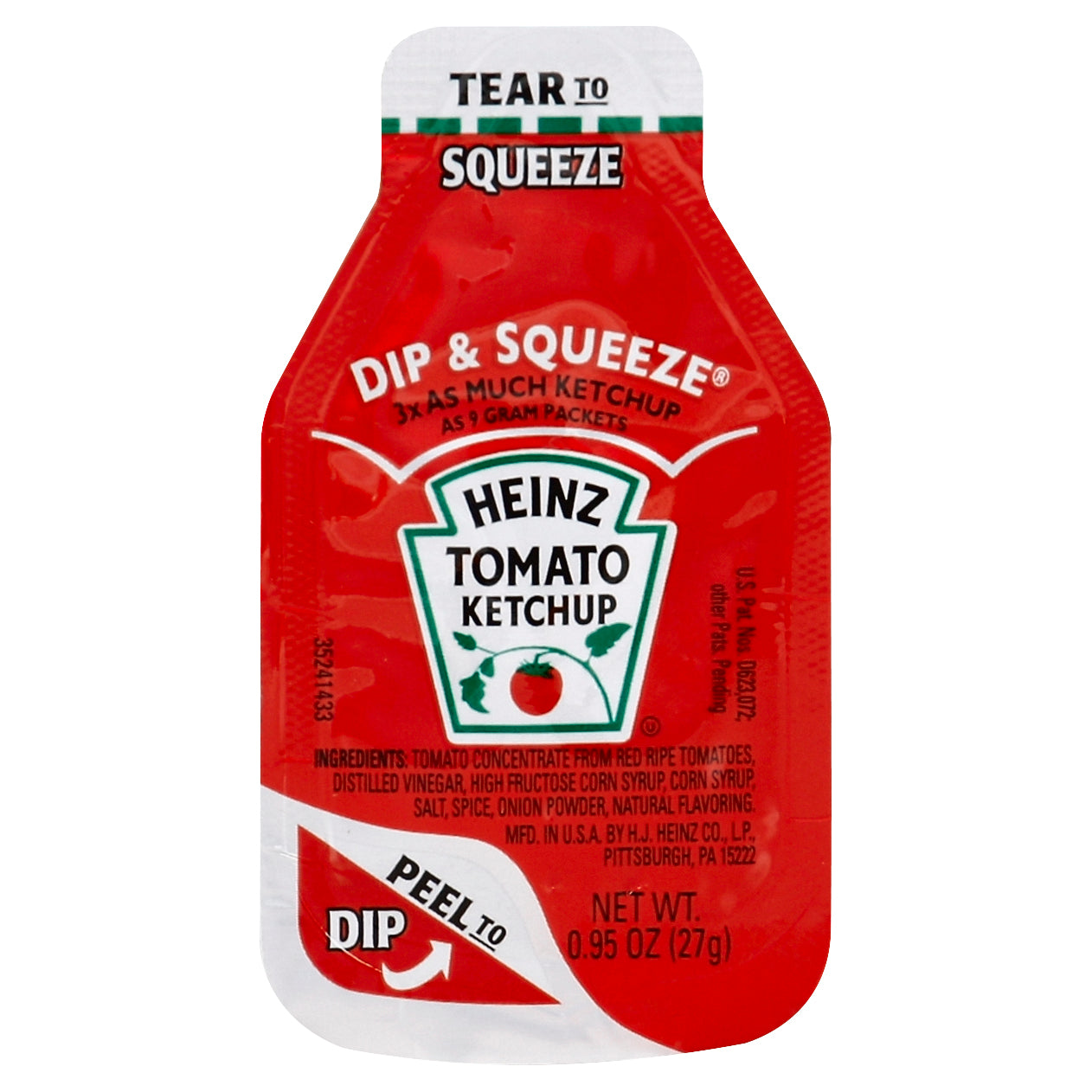 HEINZ Single Serve Ketchup DIP & SQUEEZE Packet 27 gr. Container 500)